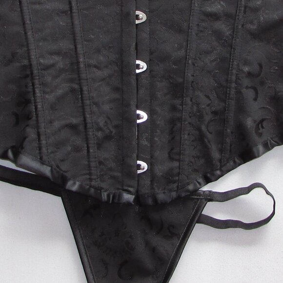 Black Heavy Jacquard Corset Set - NEW - Picture 5 of 8